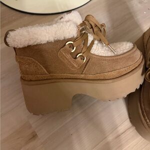 UGG Tan and Cream Platform Winter Boots